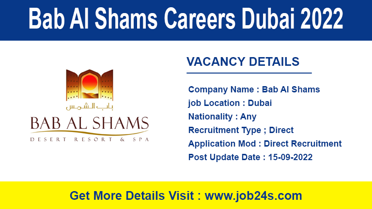 Bab Al Shams Careers - Desert & Resort Job in Dubai