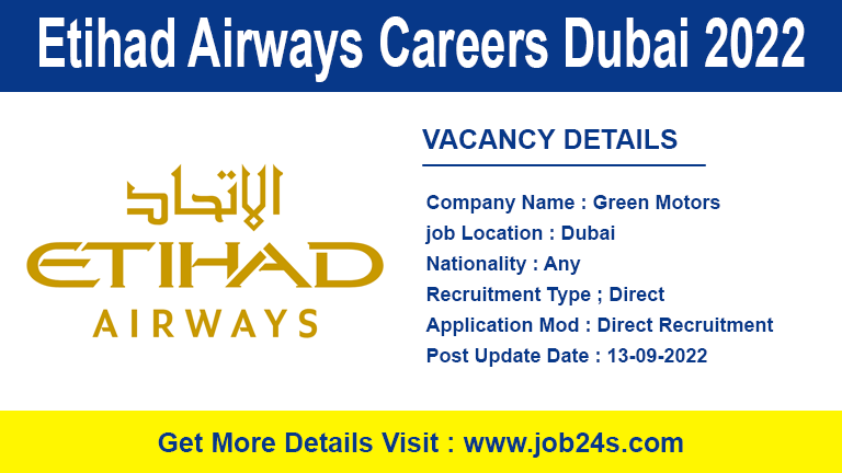 Etihad Airways Careers Dubai 2022