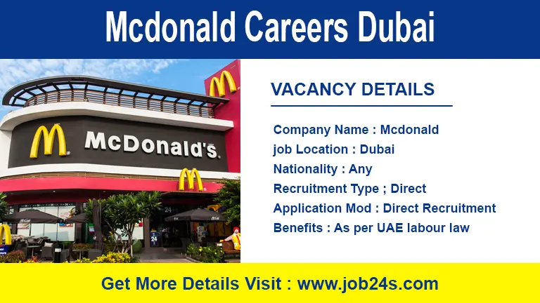 Mcdonald Careers Dubai 2022 | Restaurant Staff job